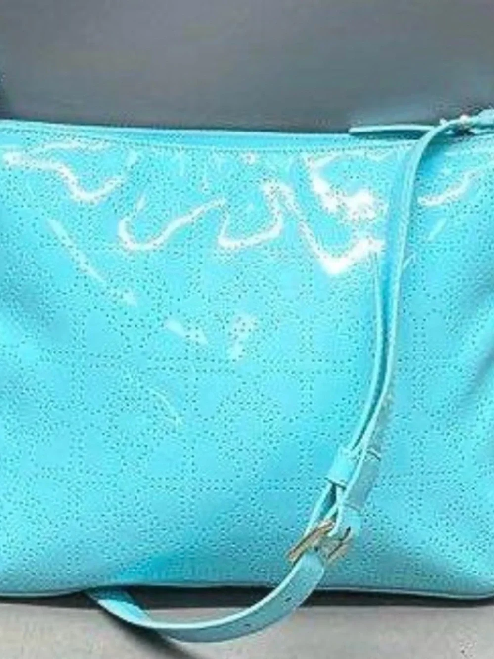 Kate spade Turquoise Perforated Patent Crossbody Bag Storybook Liner